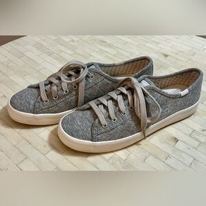 Keds Gray Quilted Lace-Up Sneakers size 7 or 37.5